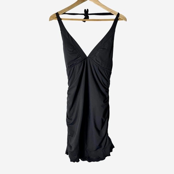 Athleta Other - Athleta Shirrendipity Halter Swim Dress Women's Small Fitted Ruffle Gray Lined